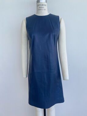 Vince Navy Leather Zipper Dress